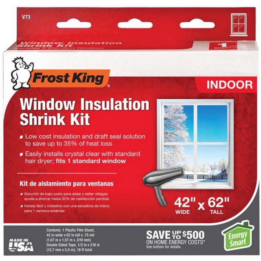 3/$30 2 Sets Frost King Clear Shrink Indoor Window Film Insulator Kits 42” X 62”